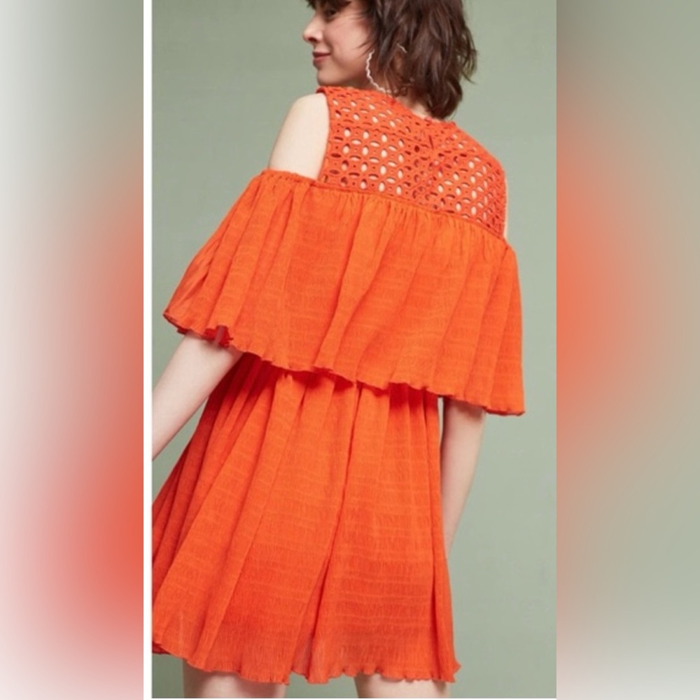 Woman’s Size Large Eva Franco  Fiesta Open-Shoulder Mini Dress Anthropologie USA - Picture 2 of 9
